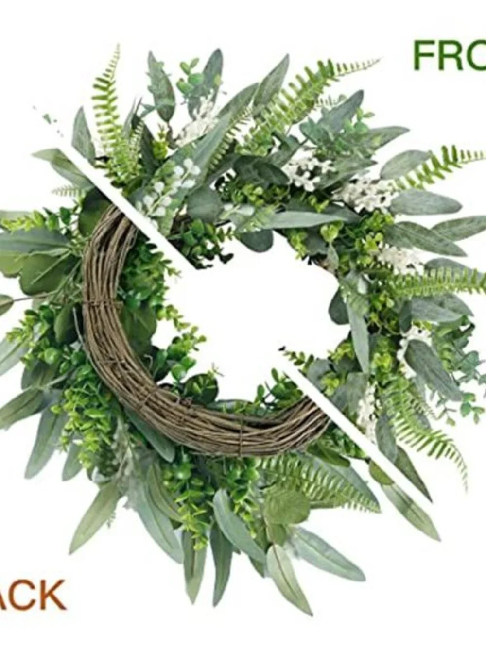 Green Artificial Eucalyptus Wreath with Welcome Sign 20in